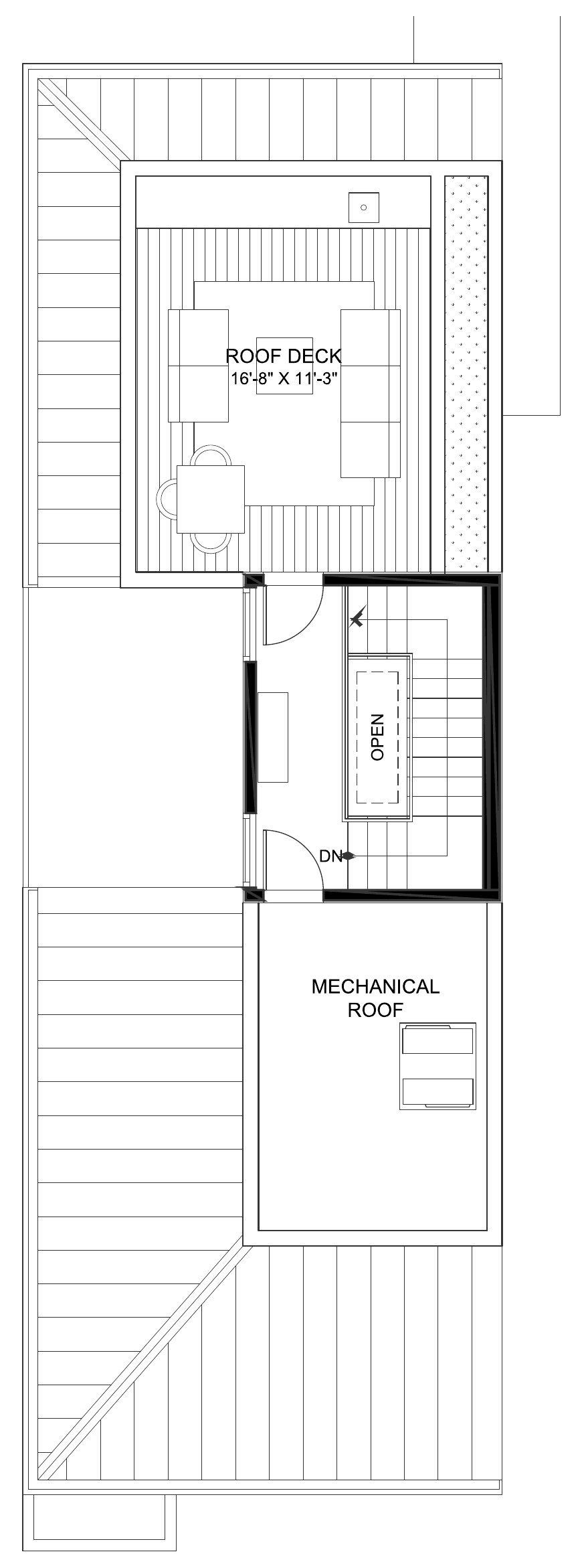 929 Hilldale Avenue, West Hollywood, CA 90069: Roof level floor plan, Private roof deck